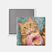 Cat Eating Donut Magnet (Vorderseite/Rückseite)