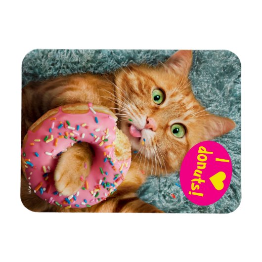 Cat Eating Donut Magnet (Horizontal)