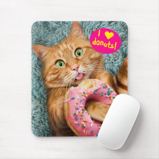 Cat Eating Donut Mousepad (Mit Mouse)