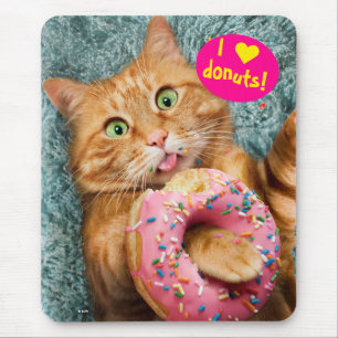 Cat Eating Donut Mousepad