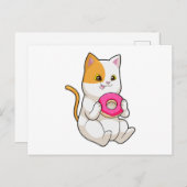 Cat Eating Donut Postkarte (Vorne/Hinten)