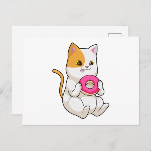 Cat Eating Donut Postkarte (Vorne/Hinten)