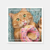 Cat Eating Donut Serviette (Vorderseite)