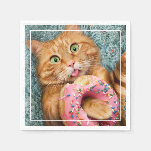 Cat Eating Donut Serviette (Vorderseite)