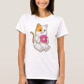 Cat Eating Donut T-Shirt (Vorderseite)
