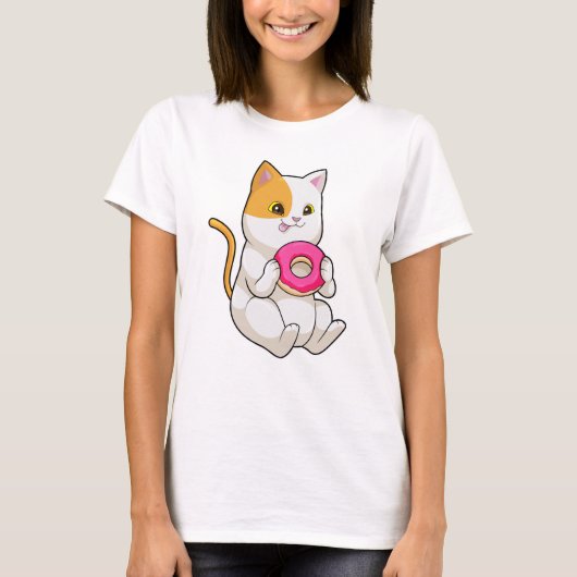 Cat Eating Donut T-Shirt (Vorderseite)