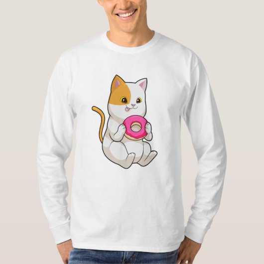 Cat Eating Donut T-Shirt (Vorderseite)
