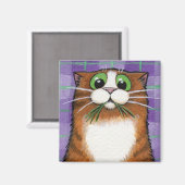 Cat Eating Grass Magnet (Vorderseite/Rückseite)