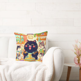 Cat eating Noodles soup and friends Kissen