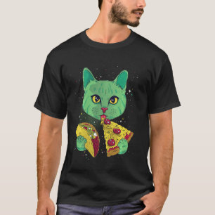 Cat Eating Pizza and Taco Space Funny Cats Geschen T-Shirt