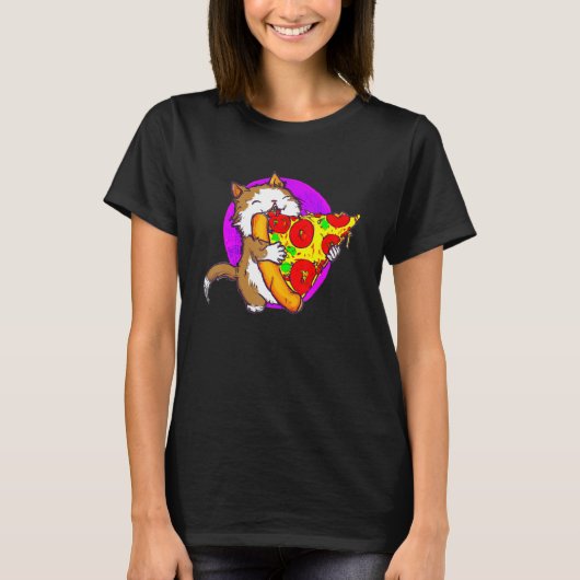 Cat Eating Pizza Cat And Pizza 1 T-Shirt (Vorderseite)