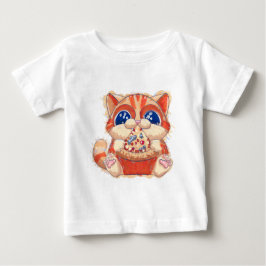 Cat Eating Pizza color Baby T-shirt