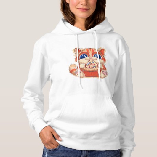 Cat Eating Pizza color Hoodie (Vorderseite)