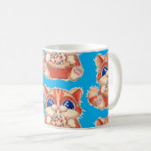 Cat Eating Pizza color Kaffeetasse (VorderseiteRechts)