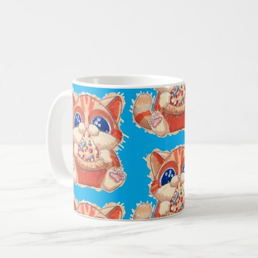 Cat Eating Pizza color Kaffeetasse (Vorderseite Links)