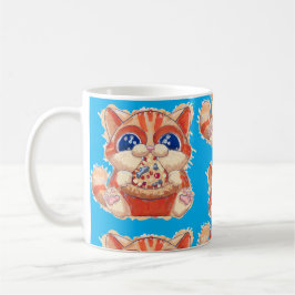 Cat Eating Pizza color Kaffeetasse