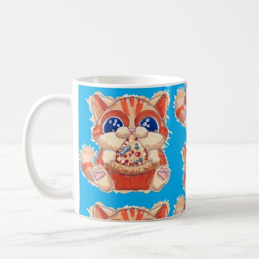 Cat Eating Pizza color Kaffeetasse (Links)