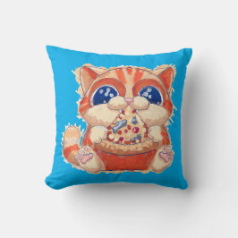 Cat Eating Pizza color Kissen
