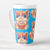 Cat Eating Pizza color Milchtasse (Linke Ecke)