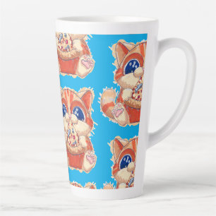 Cat Eating Pizza color Milchtasse