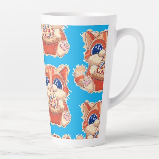 Cat Eating Pizza color Milchtasse (Rechts)