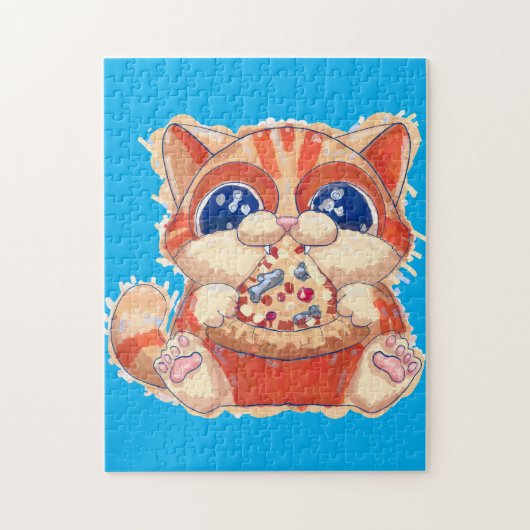 Cat Eating Pizza color Puzzle (Vertikal)