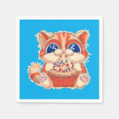 Cat Eating Pizza color Serviette (Vorderseite)