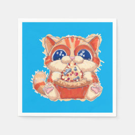 Cat Eating Pizza color Serviette