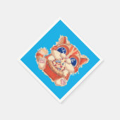 Cat Eating Pizza color Serviette (Ecke)