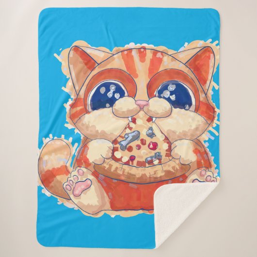 Cat Eating Pizza color Sherpadecke (Vorderseite)
