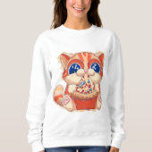 Cat Eating Pizza color Sweatshirt (Vorderseite)