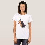 Cat Eating Pizza Game Pausen T - Shirt (Vorne ganz)