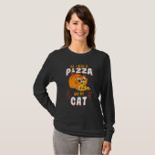 Cat Eating Pizza T-Shirt Pepperoni Slice Kitten (Vorne ganz)