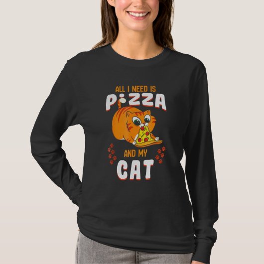 Cat Eating Pizza T-Shirt Pepperoni Slice Kitten (Vorderseite)