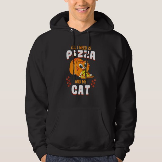 Cat Eating Pizza T-Shirt Pepperoni Slice Kitten Hoodie (Vorderseite)