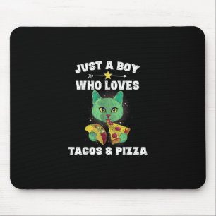 Cat Eating Pizza und Taco im Weltraum Funny Sprich Mousepad