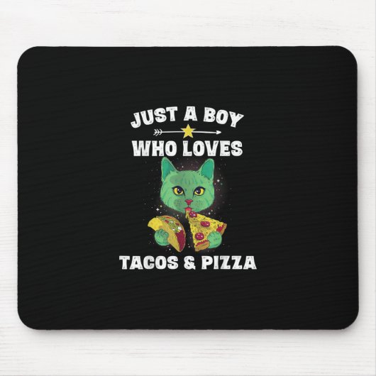 Cat Eating Pizza und Taco im Weltraum Funny Sprich Mousepad (Vorne)