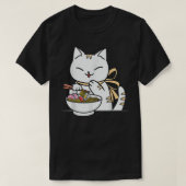 Cat Eating Ramen Bowl Kawaii Anime Japanisch Niedl T-Shirt (Design vorne)