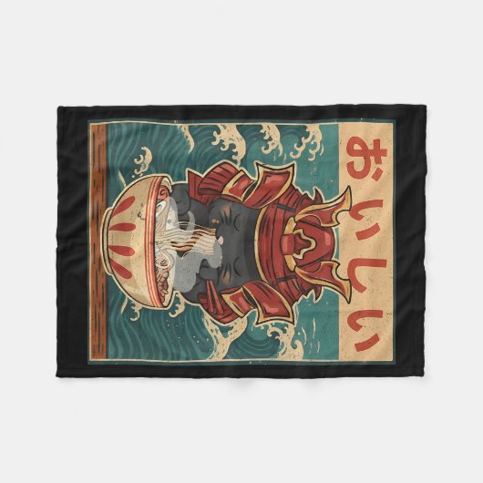 Cat Eating Ramen For Men Women Teens Girls Kawaii Fleecedecke (Vorderseite (Horizontal))