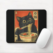 Cat Eating Ramen Funny Japanese Kawaii Cat Anime L Mousepad (Mit Mouse)
