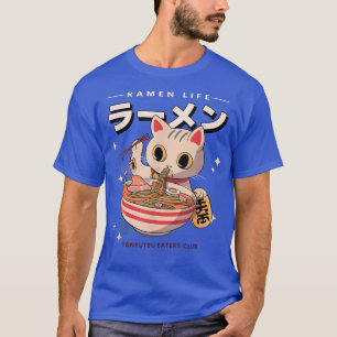 Cat Eating Ramen Japanisch Niedlich Kawaii Anime T T-Shirt