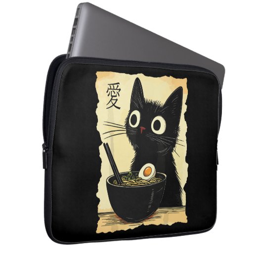 Cat eating ramen laptopschutzhülle (Vorne Rechts)
