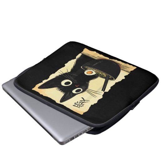 Cat eating ramen laptopschutzhülle (Vorne Knopf)