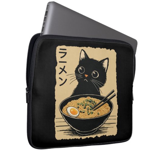 Cat eating ramen laptopschutzhülle (Vorne Rechts)