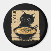 Cat eating ramen magnet (Vorne)