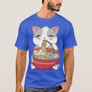 Cat Eating Ramen Niedlich Otaku Kawaii Funny T-Shirt