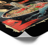 Cat Eating Ramen Noodle Funny Japanisch Kawaii Ani Poster (Ecke)