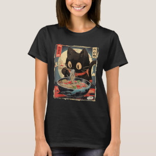 Cat Eating Ramen Noodle Funny Japanisch Kawaii Ani T-Shirt