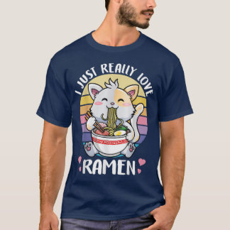 Cat Eating Ramen Noodle Women Men Teen Boy Girl  T-Shirt