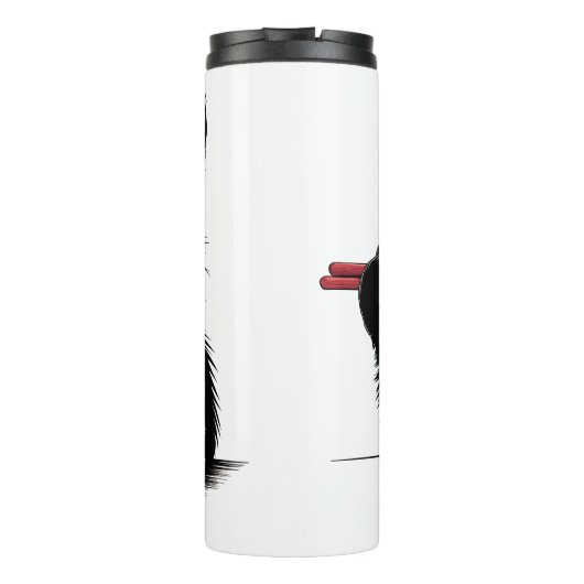 Cat Eating Ramen Noodles Funny Thermosbecher (Rückseite)